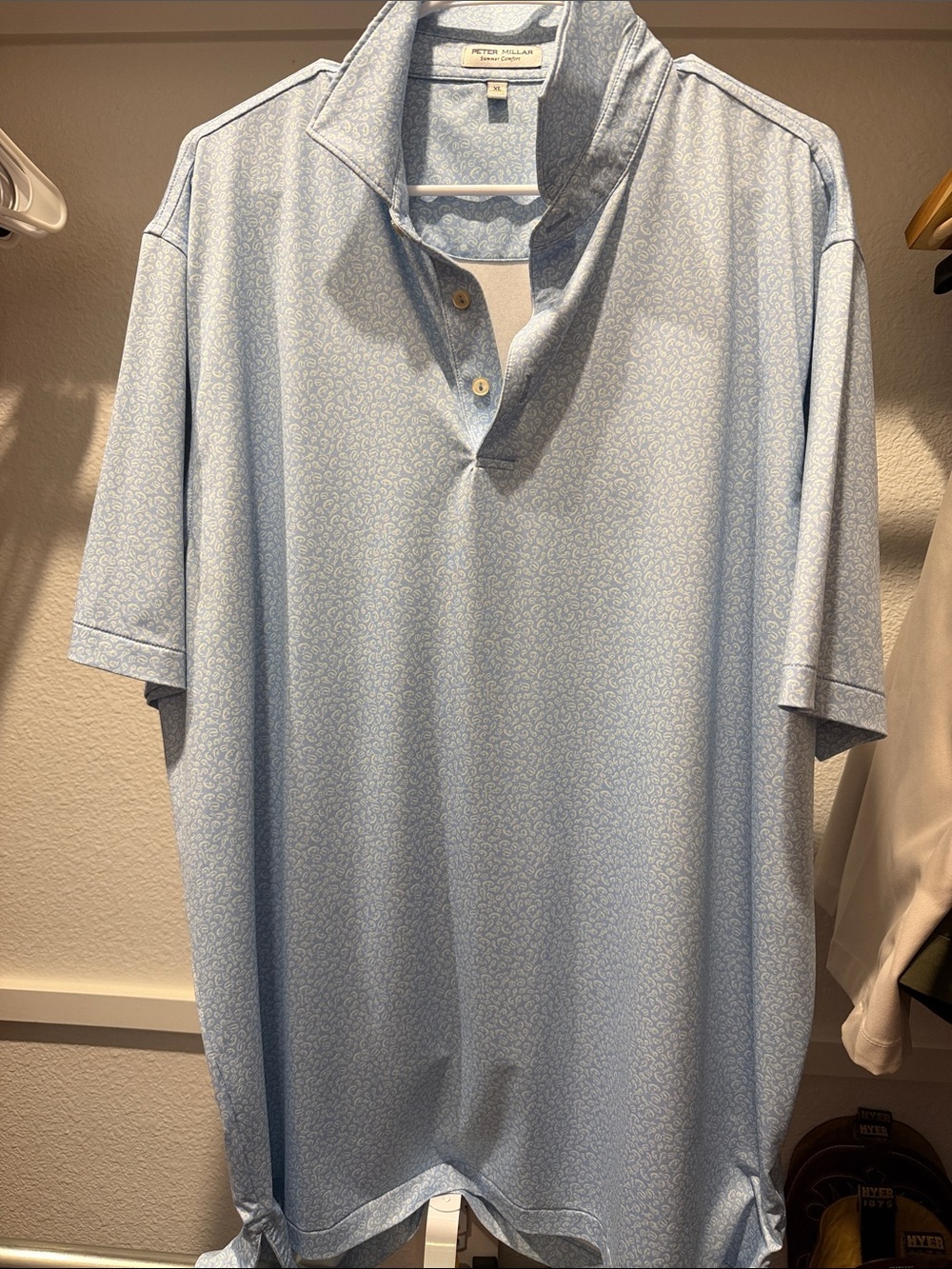 Peter Millar Light Blue Micro Pattern Polo